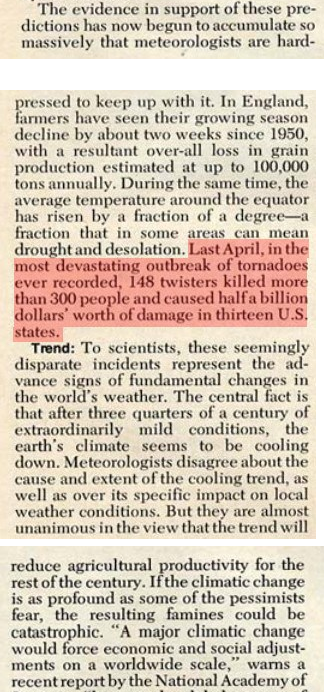 Global cooling news story from 1975
