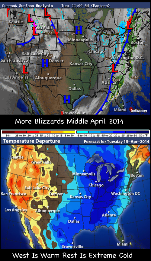 severe cold sweeps across US mid April